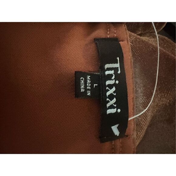 Trixxi Stretch Velvet Bustier Notch Slip mini Dress brown size Large - Picture 7 of 8